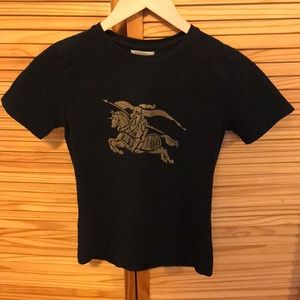 Black burberry gold logo short sleeve t! Sz S